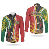 Ni-Vanuatu Indipendens Dei Celebretem Couples Matching Short Sleeve Bodycon Dress and Long Sleeve Button Shirt Yumi Yumi Yumi LT7 - Polynesian Pride