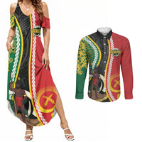 Ni-Vanuatu Indipendens Dei Celebretem Couples Matching Summer Maxi Dress and Long Sleeve Button Shirt Yumi Yumi Yumi