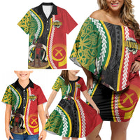 Ni-Vanuatu Indipendens Dei Celebretem Family Matching Off Shoulder Short Dress and Hawaiian Shirt Yumi Yumi Yumi LT7 - Polynesian Pride