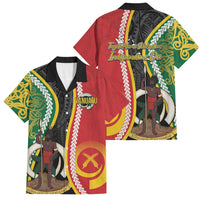 Ni-Vanuatu Indipendens Dei Celebretem Family Matching Off Shoulder Short Dress and Hawaiian Shirt Yumi Yumi Yumi LT7 Dad's Shirt - Short Sleeve Multicolor - Polynesian Pride