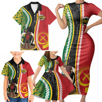 Ni-Vanuatu Indipendens Dei Celebretem Family Matching Short Sleeve Bodycon Dress and Hawaiian Shirt Yumi Yumi Yumi