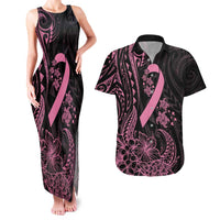 Polynesian Pink Power Couples Matching Tank Maxi Dress and Hawaiian Shirt Breast Cancer Ribbon Turtle and Flowers LT7 Pink - Polynesian Pride