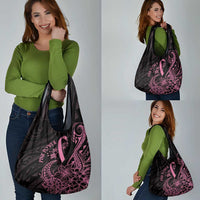 Polynesian Pink Power Grocery Bag Breast Cancer Ribbon Turtle and Flowers