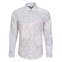 Samoa White Sunday Family Matching Off Shoulder Long Sleeve Dress and Hawaiian Shirt Hibiscus Special LT7 Dad's Shirt - Long Sleeve White - Polynesian Pride