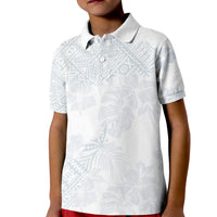 Samoa White Sunday Kid Polo Shirt Hibiscus Special LT7 Kid White - Polynesian Pride