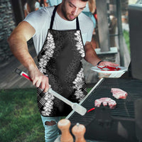 Hawaii Aloha Plumeria Lei Black Palaka Apron - Polynesian Pride