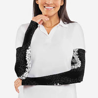 Hawaii Aloha Plumeria Lei Black Palaka Arm Sleeves - Polynesian Pride