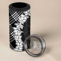 Hawaii Aloha Plumeria Lei Black Palaka 4 in 1 Can Cooler Tumbler - Polynesian Pride