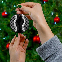 Hawaii Aloha Plumeria Lei Black Palaka Ceramic Ornament - Polynesian Pride