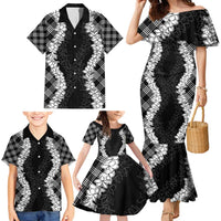 Hawaii Aloha Plumeria Lei Black Palaka Family Matching Mermaid Dress and Hawaiian Shirt - Polynesian Pride