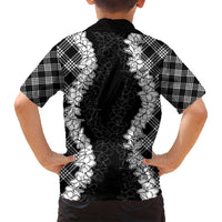 Hawaii Aloha Plumeria Lei Black Palaka Family Matching Puletasi and Hawaiian Shirt - Polynesian Pride