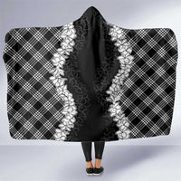 Hawaii Aloha Plumeria Lei Black Palaka Hooded Blanket - Polynesian Pride