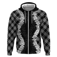 Hawaii Aloha Plumeria Lei Black Palaka Hoodie - Polynesian Pride