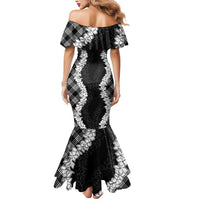 Hawaii Aloha Plumeria Lei Black Palaka Mermaid Dress LT7 - Polynesian Pride