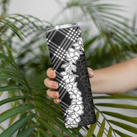 Hawaii Aloha Plumeria Lei Black Palaka Skinny Tumbler - Polynesian Pride