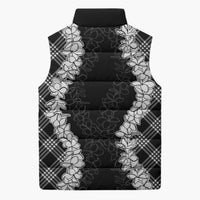 Hawaii Aloha Plumeria Lei Black Palaka Sleeveless Puffer Jacket LT7 - Polynesian Pride