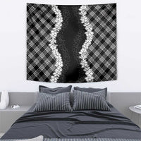 Hawaii Aloha Plumeria Lei Black Palaka Tapestry - Polynesian Pride