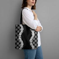 Hawaii Aloha Plumeria Lei Black Palaka Tote Bag - Polynesian Pride