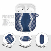 Hawaii Aloha Plumeria Lei Navy Palaka AirPods Case - Polynesian Pride