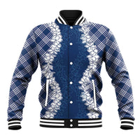 Hawaii Aloha Plumeria Lei Navy Palaka Baseball Jacket LT7 Unisex Navy Blue - Polynesian Pride