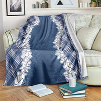 Hawaii Aloha Plumeria Lei Navy Palaka Blanket LT7 Navy Blue - Polynesian Pride