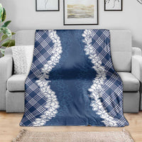 Hawaii Aloha Plumeria Lei Navy Palaka Blanket LT7 - Polynesian Pride