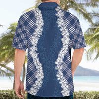 Hawaii Aloha Plumeria Lei Navy Palaka Hawaiian Shirt - Polynesian Pride