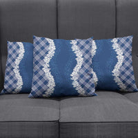 Hawaii Aloha Plumeria Lei Navy Palaka Pillow Cover - Polynesian Pride