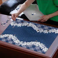 Hawaii Aloha Plumeria Lei Navy Palaka Puzzle LT7 - Polynesian Pride