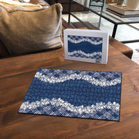 Hawaii Aloha Plumeria Lei Navy Palaka Puzzle LT7 - Polynesian Pride