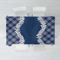 Hawaii Aloha Plumeria Lei Navy Palaka Tablecloth - Polynesian Pride