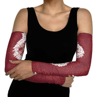 Hawaii Aloha Plumeria Lei Scarlet Palaka Arm Sleeves - Polynesian Pride
