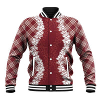 Hawaii Aloha Plumeria Lei Scarlet Palaka Baseball Jacket LT7 Unisex Scarlet - Polynesian Pride