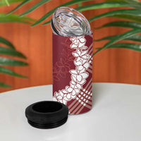 Hawaii Aloha Plumeria Lei Scarlet Palaka 4 in 1 Can Cooler Tumbler - Polynesian Pride