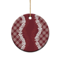 Hawaii Aloha Plumeria Lei Scarlet Palaka Ceramic Ornament - Polynesian Pride