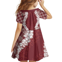 Hawaii Aloha Plumeria Lei Scarlet Palaka Kid Short Sleeve Dress LT7 - Polynesian Pride