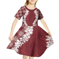 Hawaii Aloha Plumeria Lei Scarlet Palaka Kid Short Sleeve Dress LT7 - Polynesian Pride