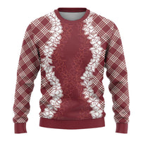 Hawaii Aloha Plumeria Lei Scarlet Palaka Ugly Christmas Sweater - Polynesian Pride