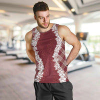 Hawaii Aloha Plumeria Lei Scarlet Palaka Men Tank Top - Polynesian Pride
