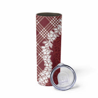 Hawaii Aloha Plumeria Lei Scarlet Palaka Skinny Tumbler - Polynesian Pride