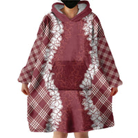 Hawaii Aloha Plumeria Lei Scarlet Palaka Wearable Blanket Hoodie LT7 - Polynesian Pride