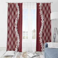 Hawaii Aloha Plumeria Lei Scarlet Palaka Window Curtain - Polynesian Pride