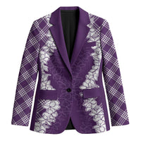 Hawaii Aloha Plumeria Lei Violet Palaka Blazer - Polynesian Pride