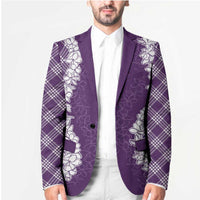 Hawaii Aloha Plumeria Lei Violet Palaka Blazer - Polynesian Pride