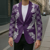 Hawaii Aloha Plumeria Lei Violet Palaka Blazer - Polynesian Pride