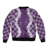 Hawaii Aloha Plumeria Lei Violet Palaka Bomber Jacket LT7 - Polynesian Pride