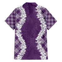 Hawaii Aloha Plumeria Lei Violet Palaka Family Matching Long Sleeve Bodycon Dress and Hawaiian Shirt - Polynesian Pride
