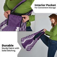 Hawaii Aloha Plumeria Lei Violet Palaka Grocery Bag - Polynesian Pride