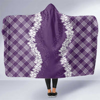 Hawaii Aloha Plumeria Lei Violet Palaka Hooded Blanket - Polynesian Pride