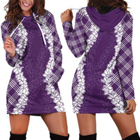 Hawaii Aloha Plumeria Lei Violet Palaka Hoodie Dress - Polynesian Pride
